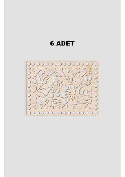 Ahşap Dikdörtgen Desenli Sepet Tepsi Tabanı 15X20 cm 6 Adet Akça 3mm
