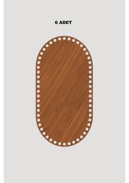 Ahşap Dikdörtgen Oval Köşeli Sepet Tepsi Tabanı 17X33 cm 6 Adet Ceviz 3mm