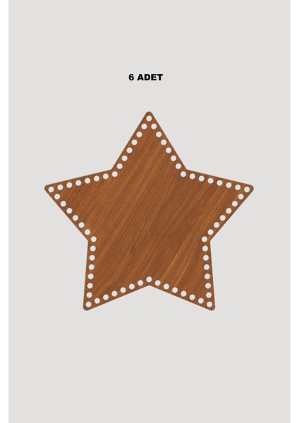 Ahşap Yıldız Sepet Tepsi Tabanı 13X14 cm 6 Adet Ceviz 3mm
