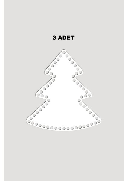 Ahşap Yılbaşı Çam Ağacı Sepet Tepsi Tabanı 23X25 cm 3 Adet Beyaz 3mm