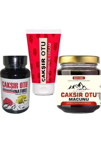 Çakşır Otu Sertleşmeye Gecikmeye Büyütmeye Özel 3lü Set > Çakşır Kremi + Çakşır Macunu + 60LI Çakşır Kapsülleri