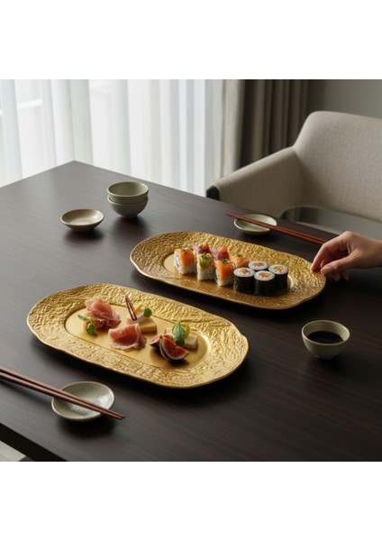 Ruw Savana 34CM Porselen Dikdörtgen Gondol Kayık Tabak Sushi Tabağı 2 Adet