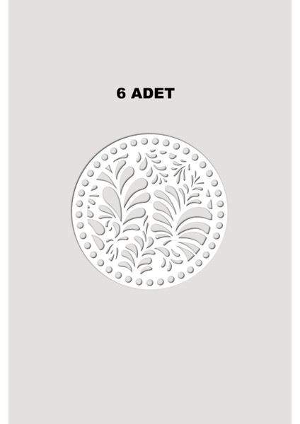 Ahşap Yuvarlak Desenli Model 7 Sepet Tepsi Tabanı 18CM 6 Adet Beyaz 3mm