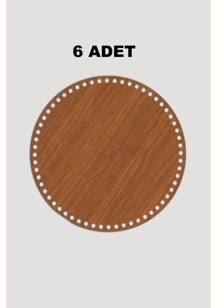 Ahşap Yuvarlak Sepet Tepsi Tabanı 15 cm 6 Adet Ceviz 3mm
