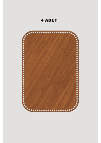 Ahşap Dikdörtgen Oval Köşeli Sepet Tepsi Tabanı 25X30 cm 4 Adet Ceviz 3mm