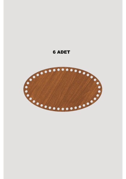 Ahşap Elips Sepet Tepsi Tabanı 13X23 cm 6 Adet Ceviz 3mm