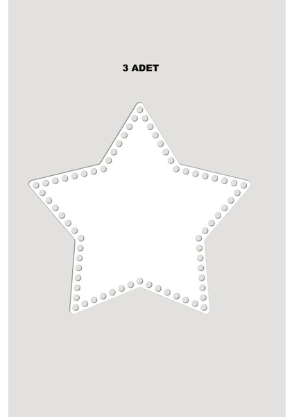 Ahşap Yıldız Sepet Tepsi Tabanı 29X31 cm 3 Adet Beyaz 3mm