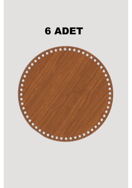 Ahşap Yuvarlak Sepet Tepsi Tabanı 13 cm 6 Adet Ceviz 3mm