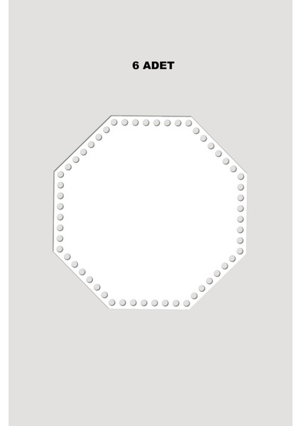 Ahşap Sekizgen Sepet Tepsi Tabanı 14X14 cm 6 Adet Beyaz 3mm