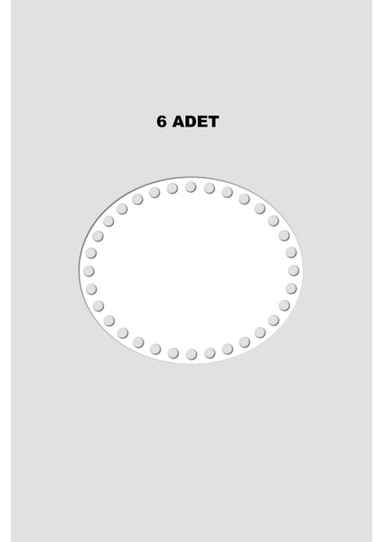Ahşap Elips Sepet Tepsi Tabanı 15X18 cm 6 Adet Beyaz 3mm