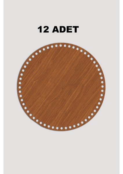 Ahşap Yuvarlak Sepet Tepsi Tabanı 9 cm 12 Adet Ceviz 3mm