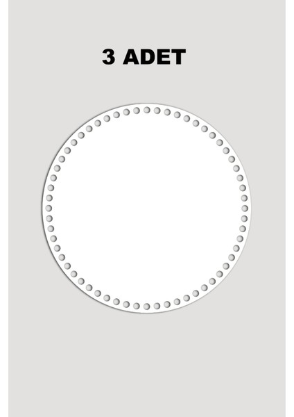 Ahşap Yuvarlak Sepet Tepsi Tabanı 30 cm 3 Adet Beyaz 3mm