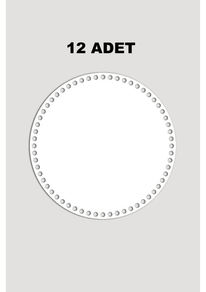 Ahşap Yuvarlak Sepet Tepsi Tabanı 9 cm 12 Adet Beyaz 3mm