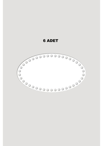 Ahşap Elips Sepet Tepsi Tabanı 13X23 cm 6 Adet Beyaz 3mm