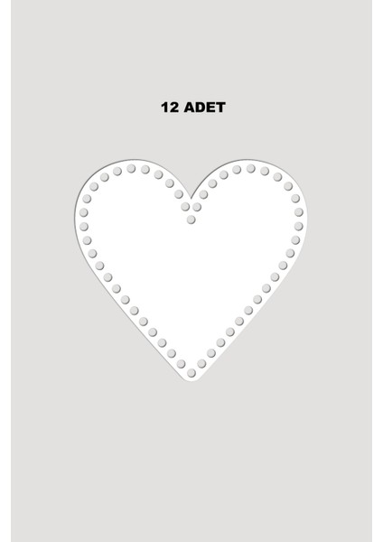 Ahşap Kalp Sepet Tepsi Tabanı 13X15 cm 12 Adet Beyaz 3mm