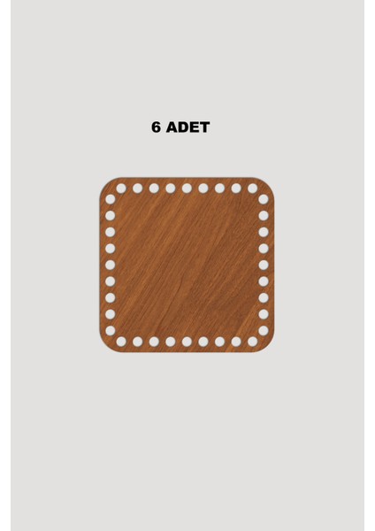Ahşap Kare Sepet Tepsi Tabanı 8,5x8,5 cm 6 Adet Ceviz 3mm