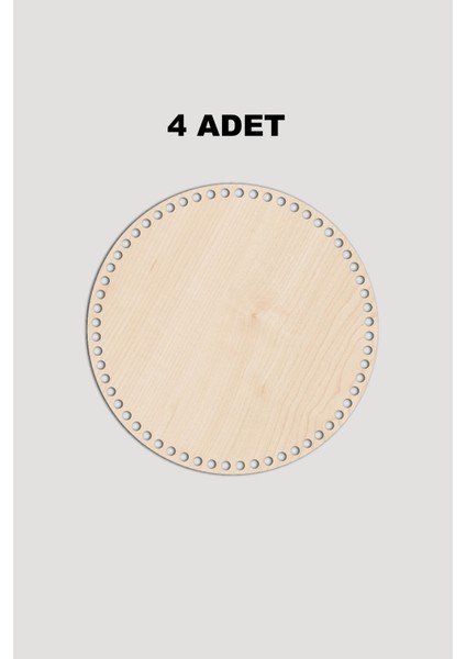 Ahşap Yuvarlak Sepet Tepsi Tabanı 25 cm 4 Adet Akça 3mm