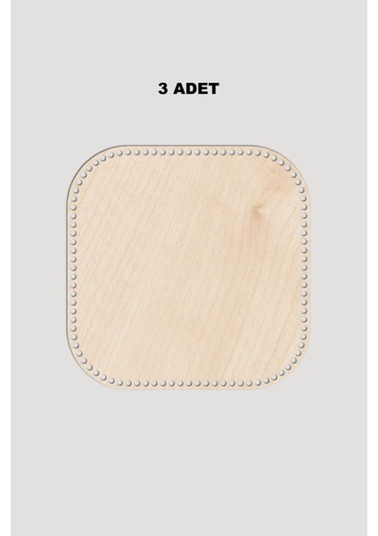 Ahşap Dikdörtgen Oval Köşeli Sepet Tepsi Tabanı 31X32 cm 3 Adet Akça 3mm