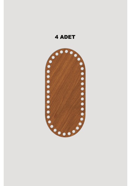 Ahşap Kare Oval Sepet Tepsi Tabanı 25X25 cm 4 Adet Ceviz 3mm