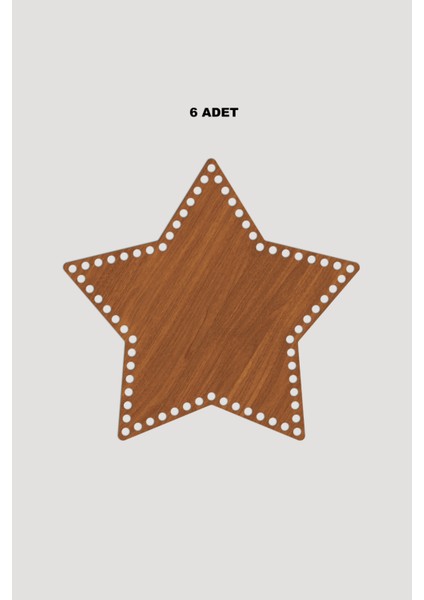 Ahşap Yıldız Sepet Tepsi Tabanı 20X20 cm 6 Adet Ceviz 3mm