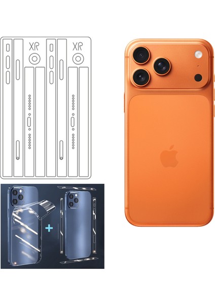 Iphone 17 Pro Için Arka ve Yan Şeffaf Kaplama Tpu Sticker Çizilme Önleyici Kaplama Sticker