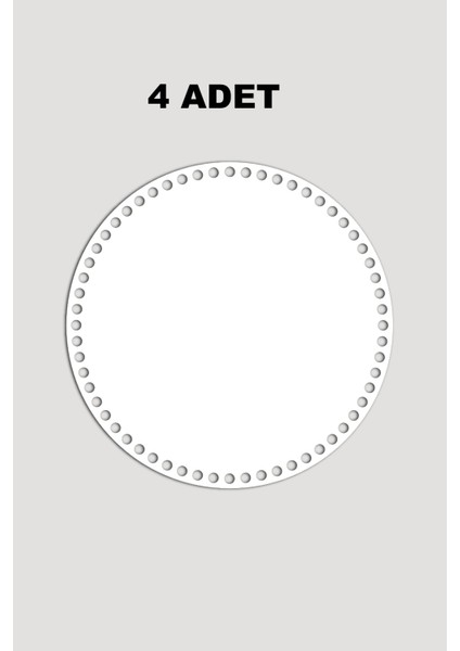 Ahşap Yuvarlak Sepet Tepsi Tabanı 25 cm 4 Adet Beyaz 3mm