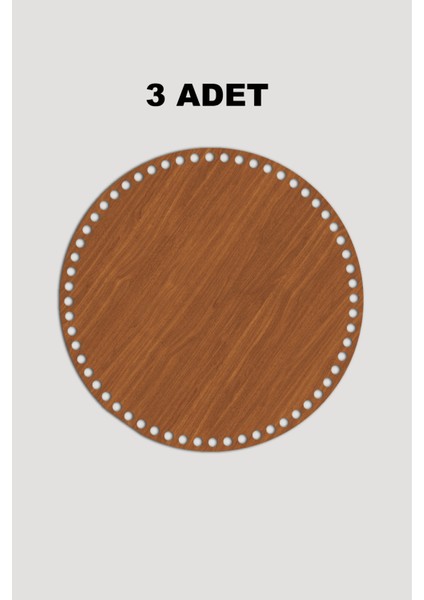 Ahşap Yuvarlak Sepet Tepsi Tabanı 27 cm 3 Adet Ceviz 3mm