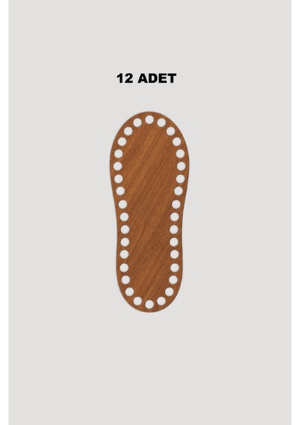 Ahşap Elips Sepet Tepsi Tabanı 8X20 cm 12 Adet Ceviz 3mm