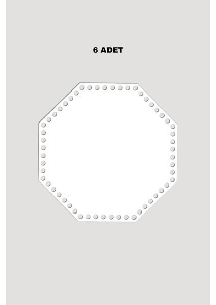 Ahşap Sekizgen Sepet Tepsi Tabanı 19X19 cm 6 Adet Beyaz 3mm