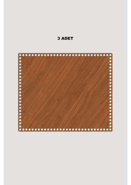 Ahşap Dikdörtgen Sepet Tepsi Tabanı 31X37 cm 3 Adet Ceviz 3mm