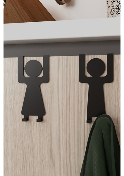 Metal Amerikan Kapı Arkası Askılık Kadın ve Erkek Figürlü 2'li Set Organizer 20X12X6 cm fiyatları