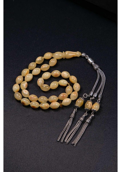 Gümüş Püsküllü Arpa Model Kaya Damla Kehribar Tesbih fırsatları