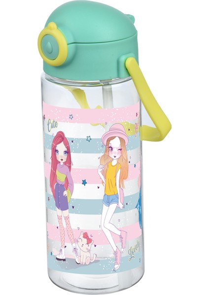 Focus Pipetli Matara 400 ml Kilit Mekanizmalı Suluk Çocuk Suluğu Çocuk Matarası