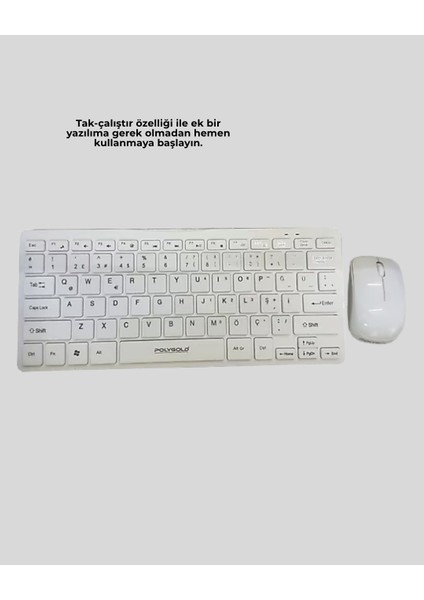 Q Klavye Beyaz Klavye ve Mouse Seti Kablosuz USB Girişli indirimleri
