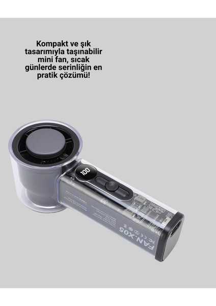 Dijital Ekranlı Şarjlı Mini Fan 100 Kademeli Hız Ayarı indirimleri