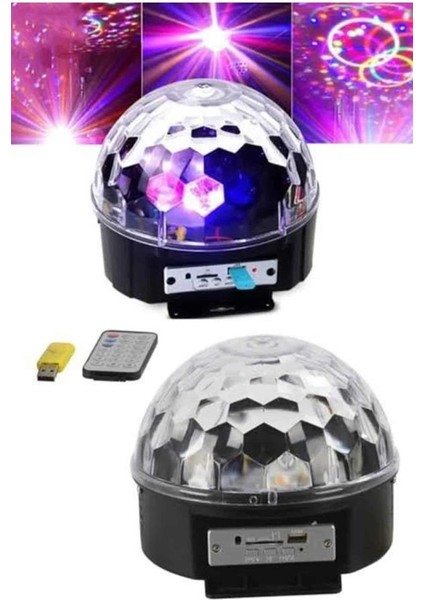 LED Işık Disko Topu Bluetooth Hoparlörlü USB Müzik Çalar Kumandalı modelleri