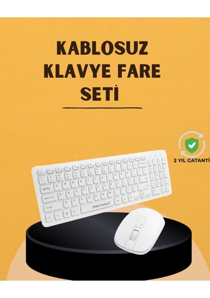 Klavye Mouse Seti Sessiz Kablosuz Türkçe Tv Pc Uyumlu