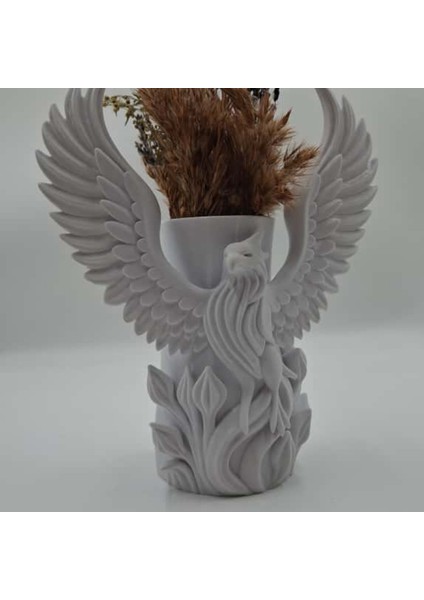 Anka Kuşu 3D Beyaz Vazo modelleri