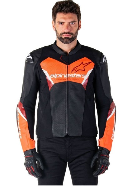 Faster V3 Air Korumalı Deri Motosiklet Montu Siyah Kırmızı modelleri