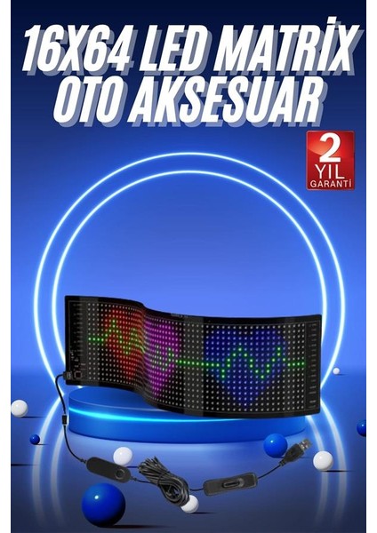 LED Matrix Panel Rgb Ekran Kumandalı Araç Camına Uygun