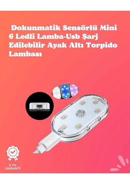Kolay Montajlı, Çok Renkli USB Şarjlı Kablosuz Araç Içi Işık Seti