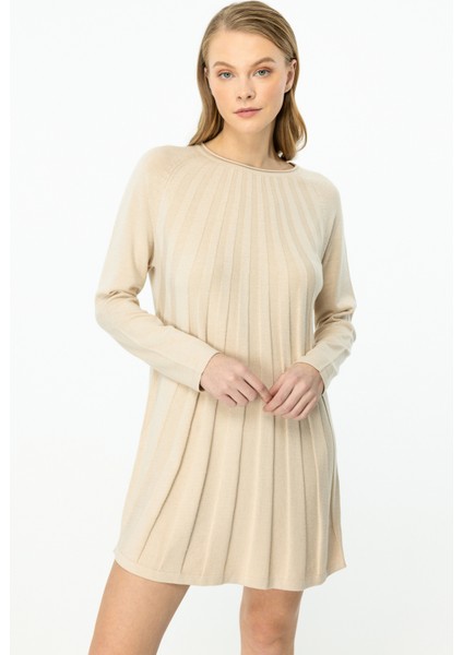 45365 Onteks Çizgi Kabartmalı Elbise