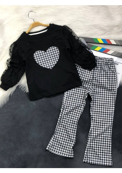Kız Çocuk Kalp Aplike Ikili Takım - %100 Pamuklu
