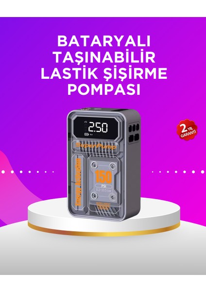 Mini Boy Elektrikli Şarjlı Yüksek Basınçlı Lastik Şişirme Pompası