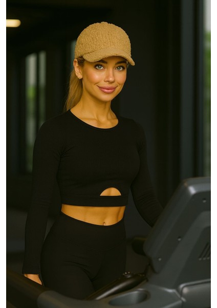 Kadın Teddy Peluş Şapka -Kışlık Spor Şık Kapaklı Şapka
