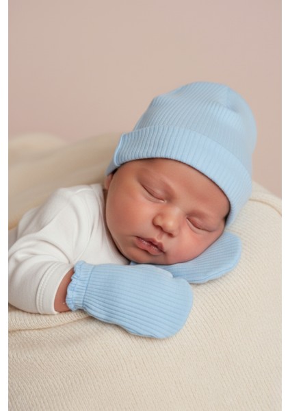 Yeni Doğan Şapka & Eldiven Seti – %100 Pamuklu Penye Extra Yumuşak Hafif Terletmez, 0-6 Ay Unisex fiyatları