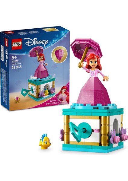 LEGO ǀ Disney Princess Dönen Ariel 43259-5 Yaş ve Üzeri Prenses Seven Çocuklar Için Mini Bebek Figürü Içeren Yaratıcı Oyuncak Yapım Seti, Doğum Günü Hediyesi (93 Parça)