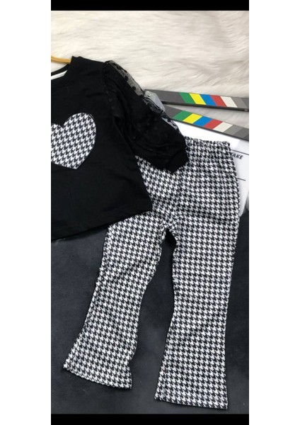 Kız Çocuk Kalp Aplike Ikili Takım - %100 Pamuklu