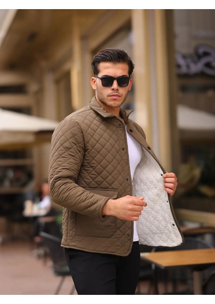 Içi Kürklü Kapitone Dikişli Çift Cep Çift Kapaklı Çıtçıtlı Regular Erkek Mont Kaban modelleri