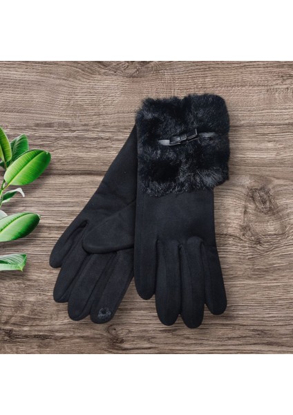 Kadın Kaşmir+Kürklü Standart Beden Eldiven